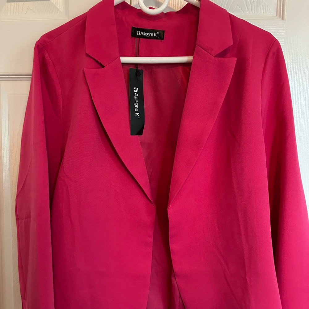 Allegra K Pink Blazer Modern Suit Jacket